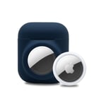 Apple Airtag + etui til Apple AirPods Gen 1/2 med AirTag-lomme - Blå