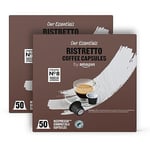 by Amazon Ristretto Coffee Capsules Nespresso Compatible, Medium Roast, 100 Count (2 Packs of 50) - Rainforest Alliance Certified