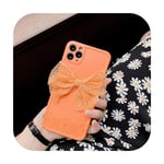 Cute 3D Lace Bow Strawberry Soft Silicon Phone Case For Iphone 11 Pro XR X XS Max 7 8 Plus SE2 2020 Sockproof Cover Cases Fundas-Orange 2-For Iphone XR