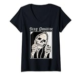 Womens stay positive grim reaper dead inside thumb up reaper Gothic V-Neck T-Shirt