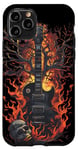 Coque pour iPhone 11 Pro Guitare électrique groupe de musiciens en metal crâne et