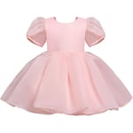 Flickor Klänning Puff Ärm Sommar Casual Klänning Flickor Prinsessa Klänning Rygglös Hög Midja Flickklänningar För 2-10 År Pink 2 3 Years
