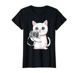 Kawaii Cat With Camera Photographer Funny Cute Photography T-Shirt
