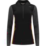 Aclima Womens WarmWool Hood Sweater W/zip (Svart (JET BLACK/MARENGO/GOLD FLAME) Small)