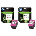 2x Original HP 62XL Colour Ink Cartridges For OfficeJet 250 Mobile Printer