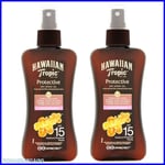 Hawaiian Tropic Protective Tanning Sun Tan Oil Spray SPF 15 - 2 x 200ml Pack