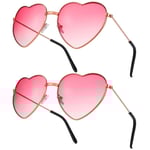 2 par Hippie-glasögon - Retro hjärtformade solglasögon 60-tal 70-tal stil Hjärtglasögon Festivaltillbehör för Hippie Fancy Dress Tillbehör(Rosa)