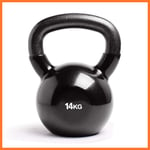 Cast Iron Fitness Kettlebell Heavy Weight Kettle Bell (4kg-18kg) For Home & Gym Weight Training With Easy Grip Non-Slip Handles,Black,14kg