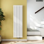 EMKE Radiateur Vertical, 1600x460 mm, Radiateur Plat Avec Design À Raccordement Central, Radiateur À Panneaux Double Couche Mural, Blanc, 1490 Watts