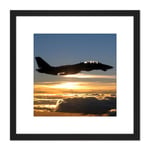 US Navy F14D Tomcat Fighter Jet Silhouette 8X8 Inch Square Wooden Framed Wall Art Print Picture with Mount