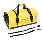 Wild heart Waterproof Bag Duffel Bag 40L 66L 100L with Welded Seams Shoulder Straps, Mesh Pocket for Kayaking, Camping, Boating,Motorcycle (100L Yellow add Bottom with Rope)