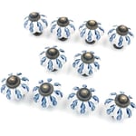 Set med 10 dörrknoppar i keramik, vintage stil, shabby chic stil, kunglig blå