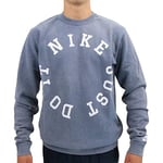 Nike Crew Wash Sweatshirt Homme, Armory Blue/Summit White, FR : S (Taille Fabricant : S)