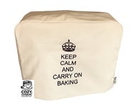 Kitchenaid Artisan Cream CozyCoverUp® Food Mixer Cover"Keep Calm and Carry ON Baking" Black Embroidered Cotton
