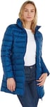 Tommy Hilfiger Women's Padded Global Stripe Down Coat Winter, Blue (Deep Indigo), L