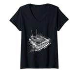 Womens Vintage CB Radio Sketch V-Neck T-Shirt