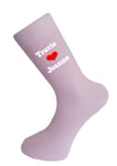 Personalised Names-Heart Design on Light Pink Socks,Valentines-email with names