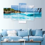 WENXIUF 5 Panel Wall Art Pictures blue ocean,Prints On Canvas 100x55cm Wooden Frame Ready To Hang The Animal Photo For Home Modern Decoration Wall Pictures Living Room Print Decor
