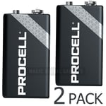 2 X DURACELL PROCELL 9V PP3 BLOCK ALKALINE BATTERIES MN1604 REPLACES INDUSTRIAL