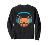 Funny Pixel Art Cat With Headphones Sweatshirt