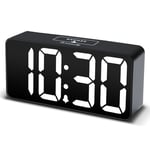 DreamSky Small LED Digital Alarm Clock with USB Port for Charging, Large Clear Red Digits Display, Loud Alarm, Adjustable Volume and Brightness, 12/24Hr, Simple Bedside Clock, Mains Powered