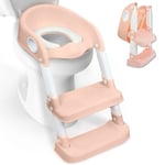 Mobiclinic - Siege de toilette enfant Lala Avec escaliers Antiderapant Reglable Pliable Rose et blanc