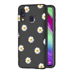 ZhuoFan for Samsung Galaxy A40 Case, Phone Case Silicone Black with Pattern Ultra Slim Shockproof Soft Gel TPU Back Cover Bumper Skin for Samsung A40 Smartphone 5.9 inch (Daisy)