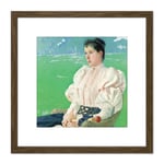 Anselmo Guinea Portrait Of A Lady Painting 8X8 Inch Square Wooden Framed Wall Art Print Picture with Mount