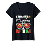 Womens Straight Trippin Dubai Family Trip Summer Vacation V-Neck T-Shirt