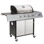 Melbourne Premium 4 Burner Gas BBQ with Side Burner - Stainless Steel