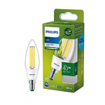 PHILIPS Ultra Efficient - Ultra Energy Saving Lights, LED Light Source, 40W, B35, E14, Candle Cool White 4000 Kelvin, Clear