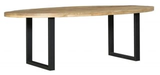 Fargo 10 Seater Industrial Oval Dining Table - Rustic Mango Wood With Black U Legs