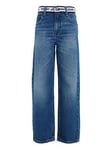 Tommy Hilfiger Girls Girlfriend Monotype Tape Jeans - Blue, Blue, Size Age: 8 Years, Women