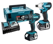 18V Li-jon kombipaket (DTD156 - DDF482 - 2 st BL1850 - DC18RC - Makpac)