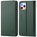 SHIELDON iPhone 11 Pro Max Case, Genuine Leather Case with Auto Wake/Sleep, RFID Blocking, TPU Shell, Kickstand, Card Slot, Wallet Flip Cover Compatible with iPhone 11 Pro Max, 6.5", Midnight Green