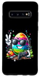 Coque pour Galaxy S10 Manette de gamer vidéo œuf de Pâques portant des lunettes de soleil jouant