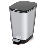 Pedal Waste Bin 30L Garbage Can Metallic Silver Modern Non-Slip Feet Robust UK