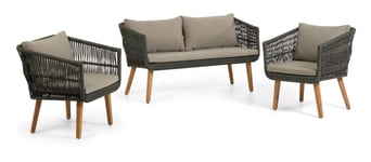 Kave Home Inti Loungesett - sofa + 2 loungestoler Grønn