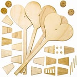 Baker Ross Heart Windmill Wood Craft Set - 4 Pack, Pinwheel Crafting for Kids on Valentine's Day (FC444)