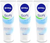 Nivea Soft Moisturising Cream 75ml | Hydrating | Skin Care | Travel Size X 3