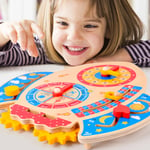 Trä Montessori Leksaker Baby Väder Säsong Kalender Klocka Tid C