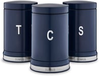 Tower T826171MNB Belle Set of 3 Canisters, Tea/Coffee/Sugar, Midnight Blue