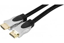 High Speed Hdmi-Kabel Med Ethernet, Hög Kvalitet, Guldpläterad, Hdmi St. A / St. A, Flätad Mantel, Svart, 2,0 M Med Visuellt Tilltalande Flätad Mantel (127901)