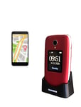 TELEFUNKEN- S560 Téléphone Portable Clapet Débloqué avec Grandes Touches Simple pour Senior - Double Ecran- Compatible avec Les Appareils auditifs - Touche SOS - GPS et WiFi - Radio FM- Rouge