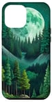 Coque pour iPhone 13 Pro Max Forêt Nature Montagne Lune Vert Arbre Pin Aventure Randonnée