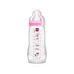 Mam Easy Active - Biberon avec tétine de taille 3 (débit rapide), pour bébé de 4 mois et plus, 330 ml, rose