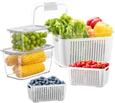 Luxear Fresh Food Storage Containers, 3 Pack Fridge 4L+1.7L+0.5L 