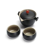 Unique Mug Creative Cupsblack Ceramic Travel Tea Set 1 Pot 2 Cups,Agate Kung Fu Teapot Kettle, Ceramic Portable Teaset,Coffee Mug Cup Gaiwan,01