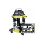 Pack RYOBI Aspirateur eau et poussière 1250W - 20L - RVC-1220I-G - 6 accessoires nettoyage automobile - RAKVA04
