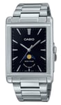 Casio Analog Moon Phase Stainless Steel Black Dial MTP-M105D-1A 50M Mens Watch